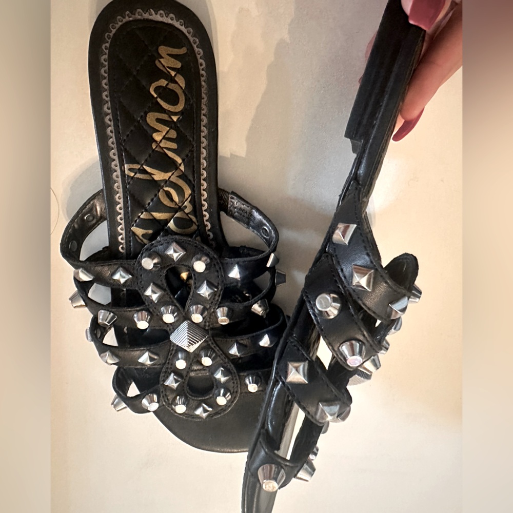 Sam Edelman Beatris Slide Sandal (Black w/ Silver studs)